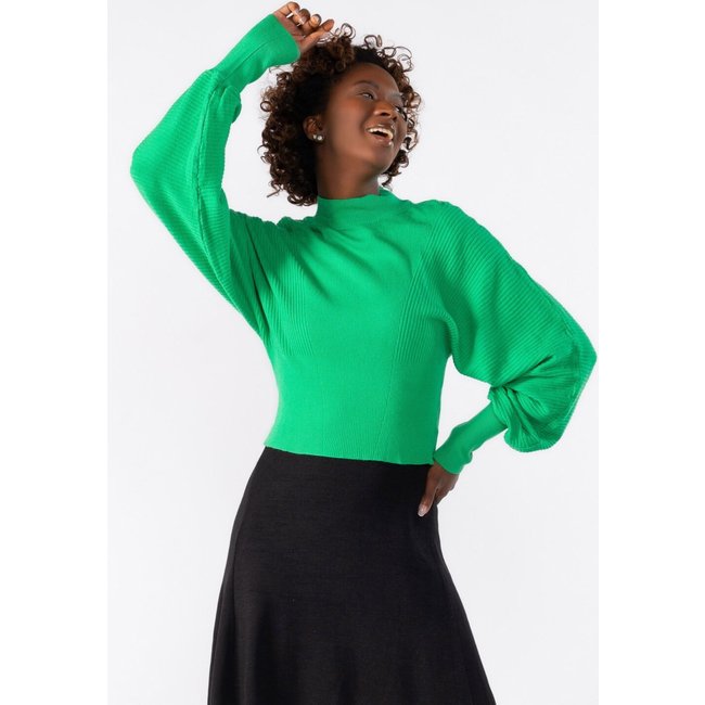 Blusa Lamis manga longa bufante Verde