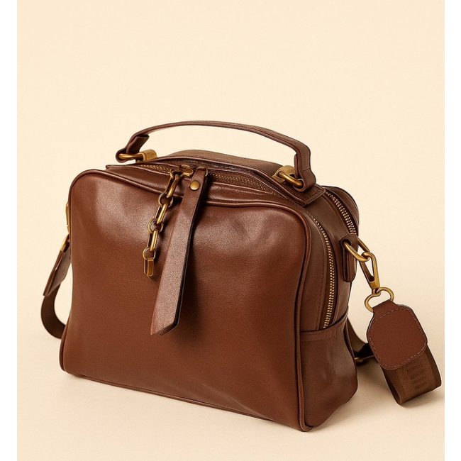 Bolsa Média Transversal D Bell Outlet Texturizada Marrom