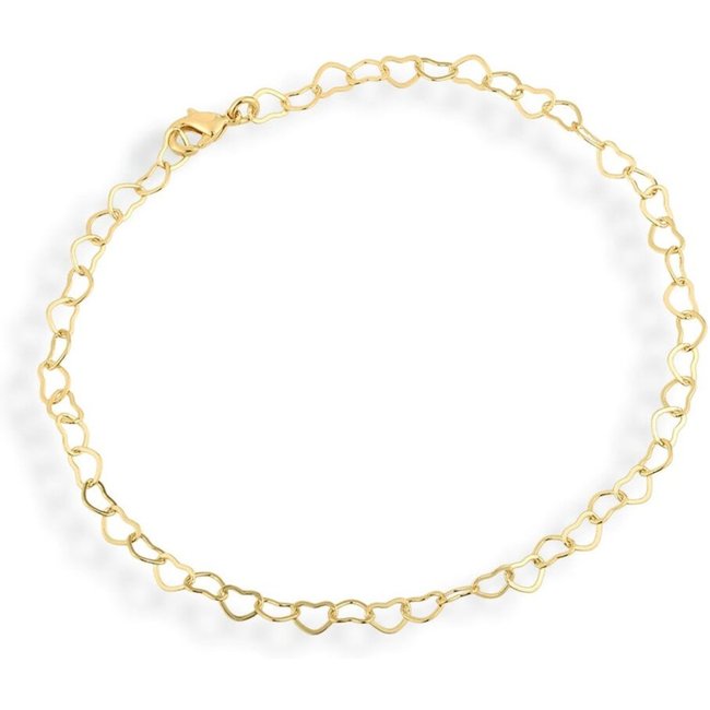 Pulseira Semijoia Elos Coração Lisa Banhado A Ouro 18K Pu007-001 Dourado