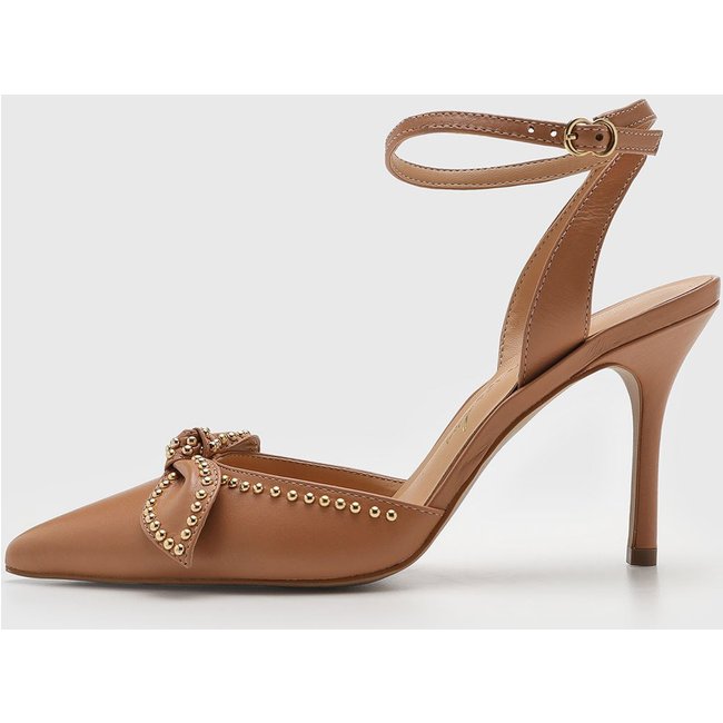 Scarpin Feminino Luiza Barcelos Laço Tachas Caramelo