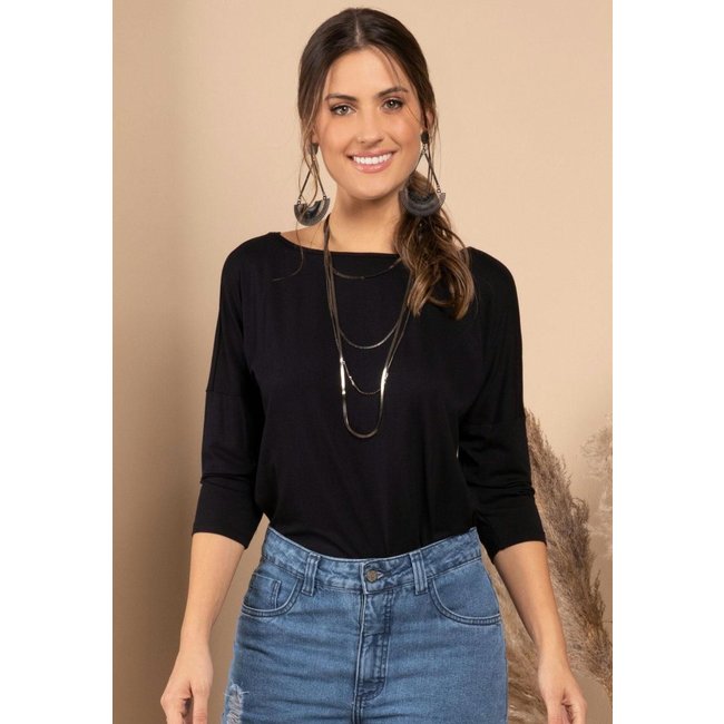 Blusa Com Mangas 3/4 Preto Quintess