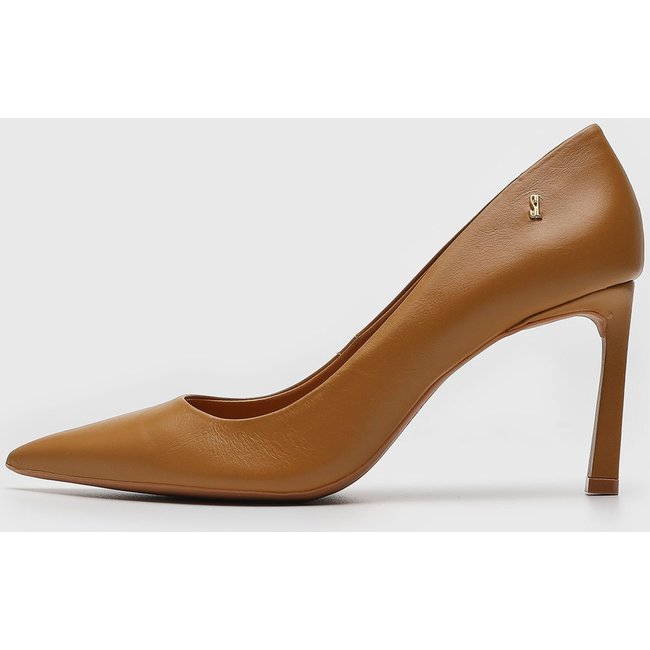 Scarpin Feminino Santa Lolla Bico Fino Salto Geométrico Caramelo