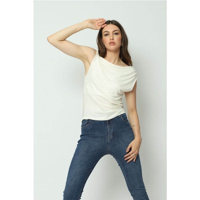 Blusa Torção Ombro Off White P Gazzy