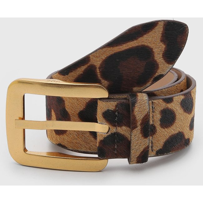 Cinto Vicenza Animal Print Onça Couro Caramelo