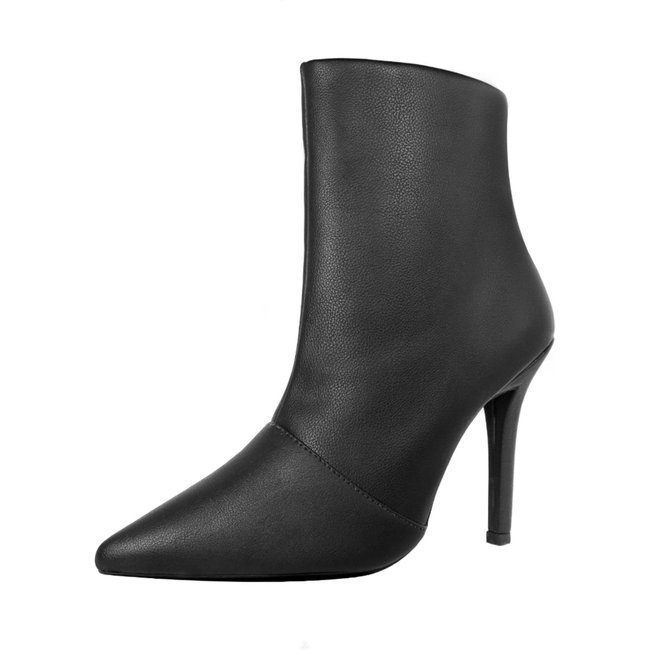 Bota Salto Alto Fino 10 cm Cano Curto Bico Fino Luiza Sobreira Preta Mod. 2256