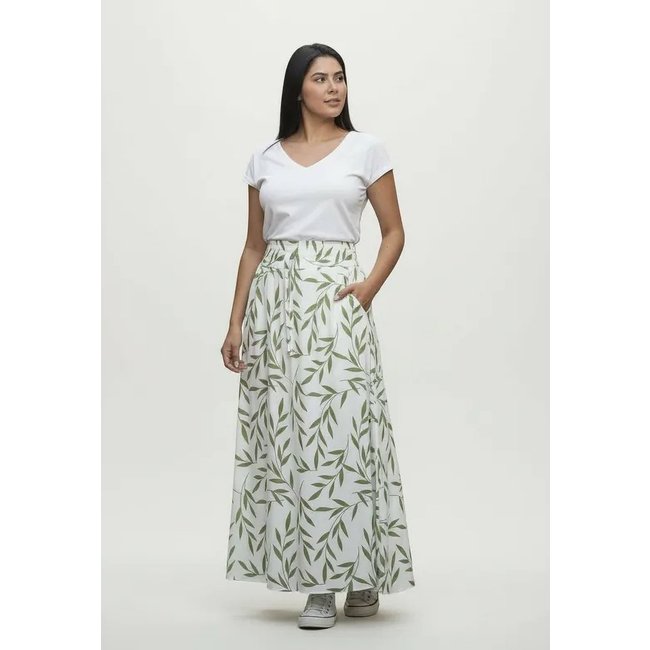 Saia Cabanafree Longa Viscose Folhagem Serena Verde