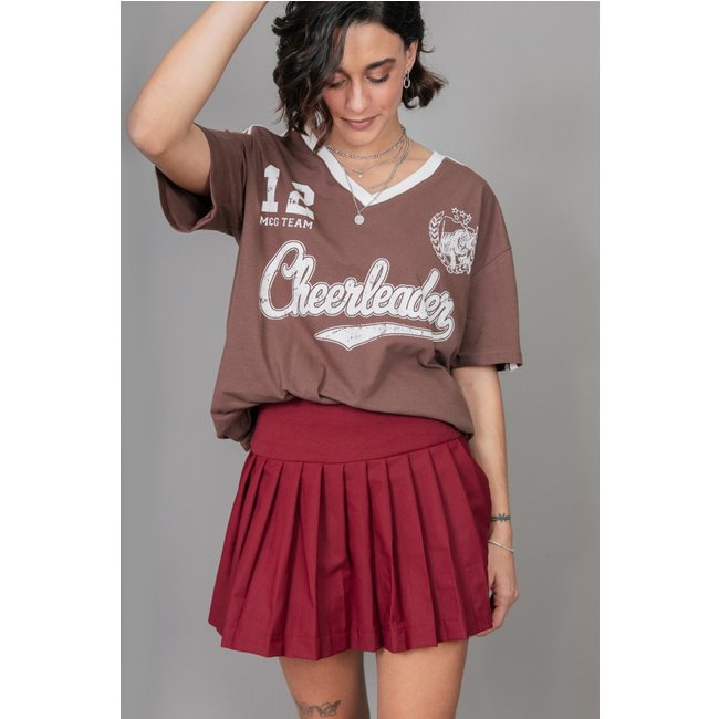 Short Saia Bordô Com Pregas marinaegabriella