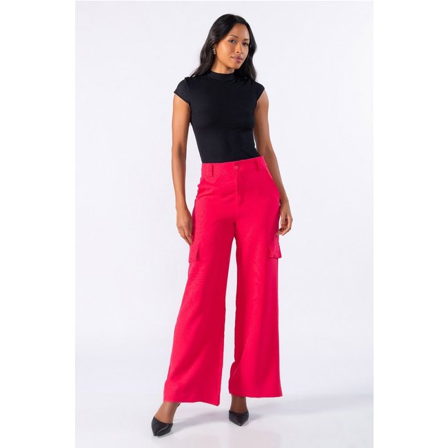 Calca pantalona com bolso Rosa