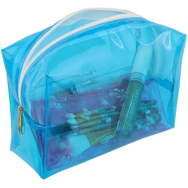 Estojo Necessaire Lavini Organizador Cosmético de Maquiagem Azul