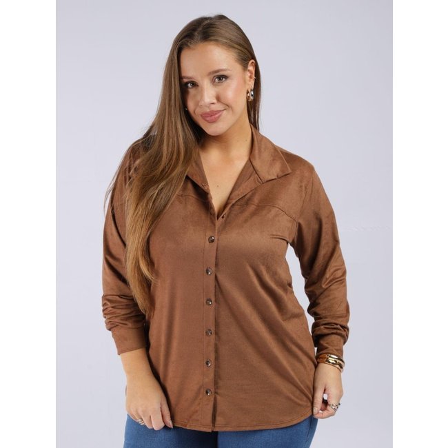 Camisa Suede Autentique Plus Size Feminina MARROM