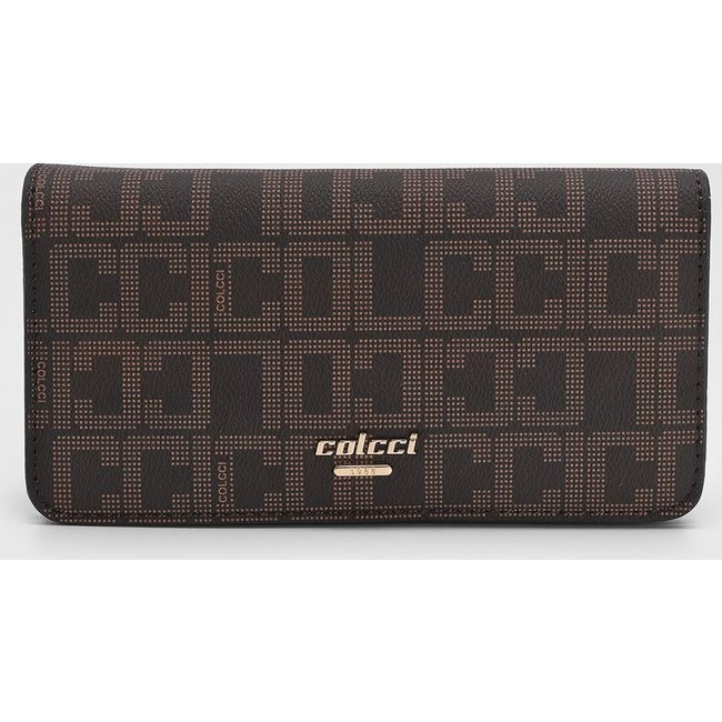 Carteira Feminina Colcci Monogramada Corrente Dourada Marrom