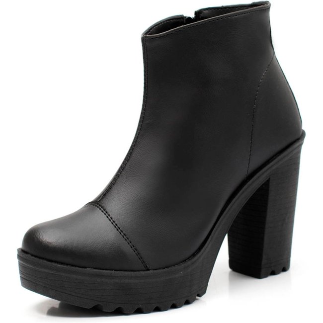 Bota Feminina Navit Shoes Tratorada Design Moda Preta