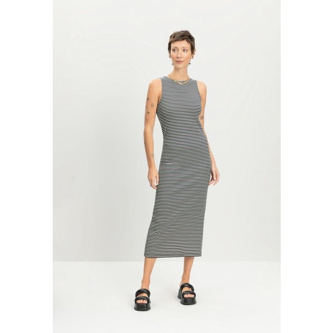 Vestido feminino midi fio tinto Essendi -Preto Preto