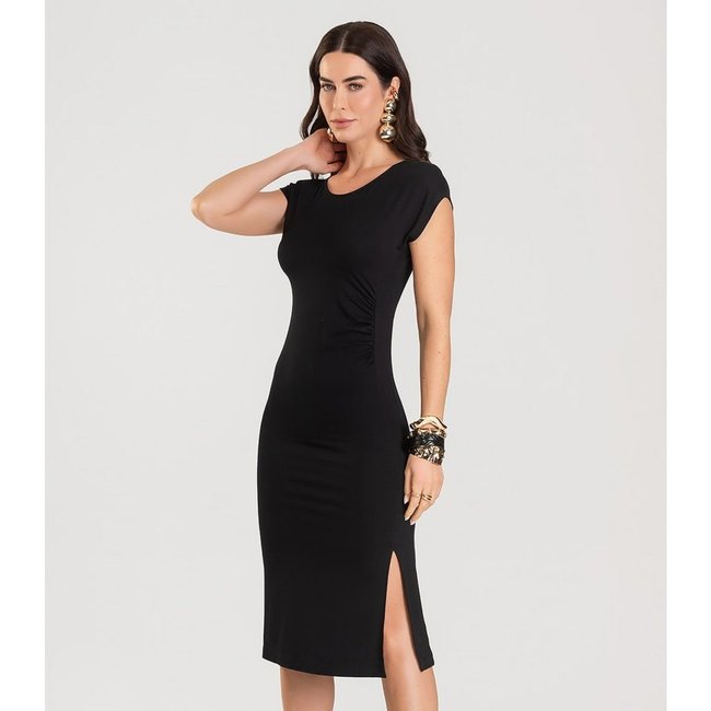 Vestido Feminino Decote Canoa Midi Dianna Preto