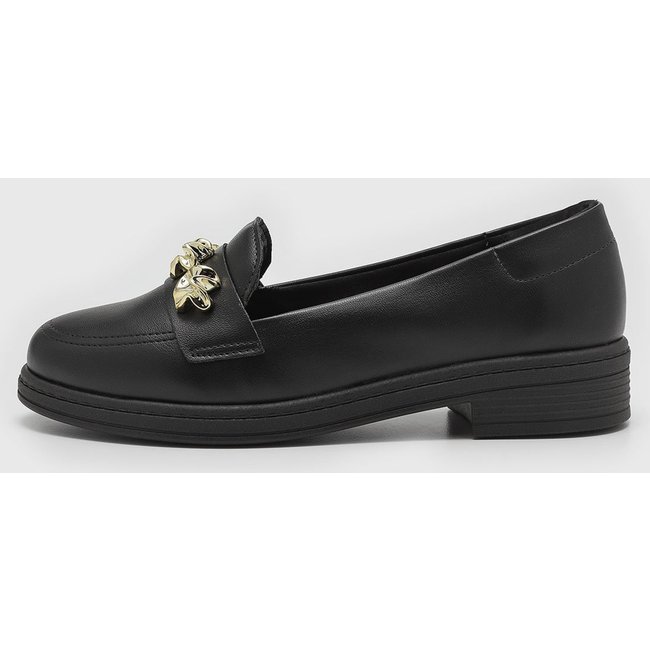Mocassim Feminino Beira Rio Corrente Dourada Preto