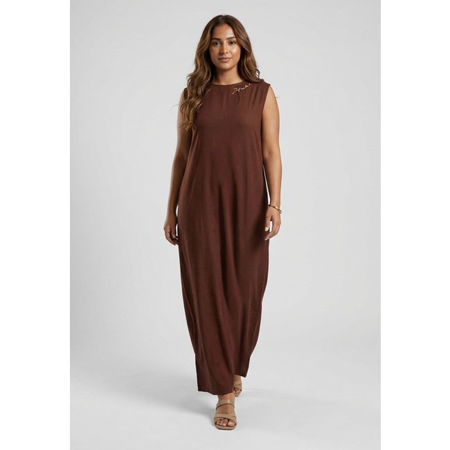 Vestido Feminino Lez a Lez Malha Prime Sem Mangas Marrom