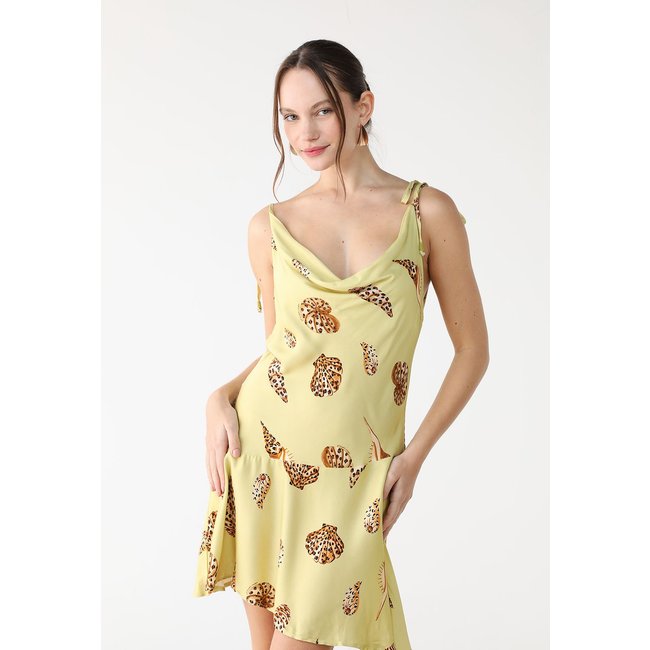 Vestido FARM Curto Concha Pintada Amarelo