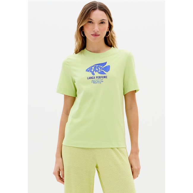 Camiseta Feminina Lança Perfume Estampa Easy Verde Claro