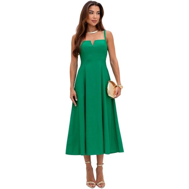 Vestido Miss e Misses Carol Decote V com Alças Verde Musgo