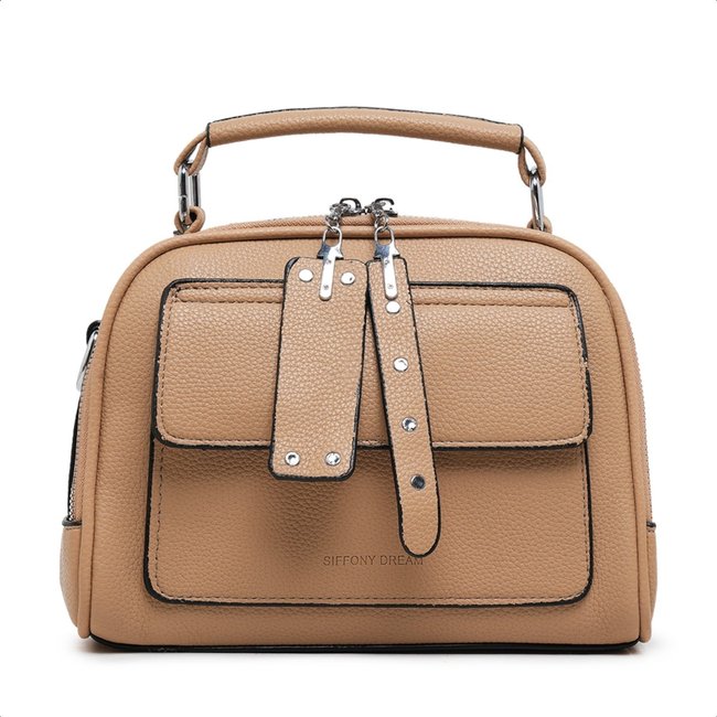 Bolsa Transversal Couro Bolsinha Feminina Moderna Compacta - Nude