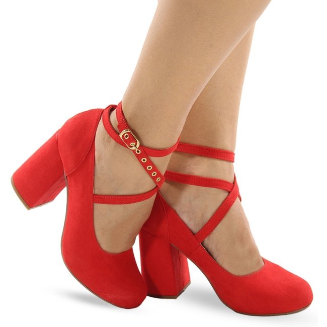 Sapato Modarpe Salto Grosso Boneca Vermelho B62