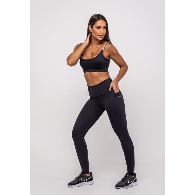 Calça Legging Suplex Poliamida Com Bolso Salvatore Preto