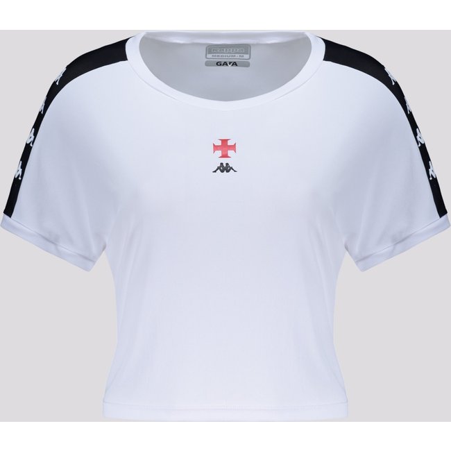 Cropped Kappa Vasco Supp Lee Feminino Branco e Preto