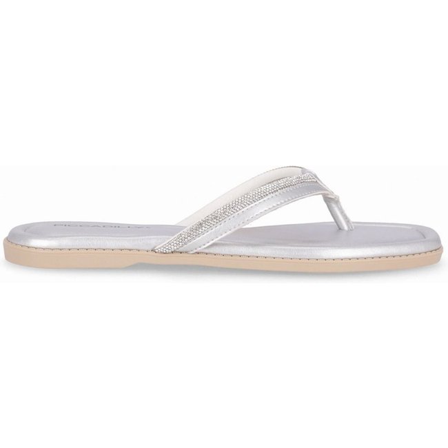 Chinelo Rasteirinha Gabi Prata com Cristal