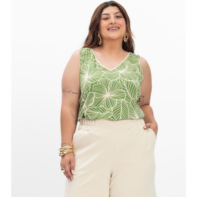 Regata em Viscose Feminina Plus Size Secret Glam Verde