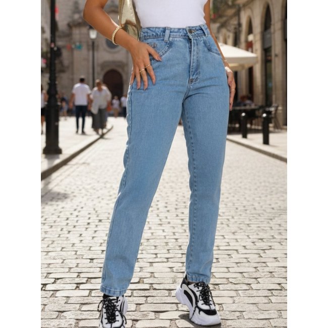 Calça Jeans Feminina Mom Cintura Alta Supermom Confortável e Estilosa