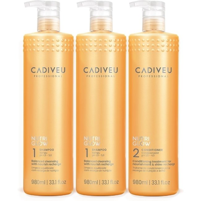 Kit Cadiveu Professional Nutri Glow Shampoo Extra e Condicionador Litro (3 produtos)