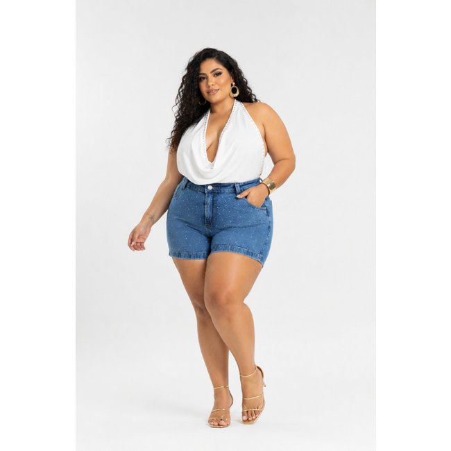 Shorts Jeans Plus Size D Bell Outlet Fashion Azul