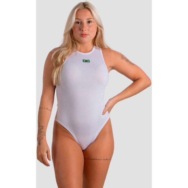 Body Rioutlet Brasil Regata Ribana Canelada Branco