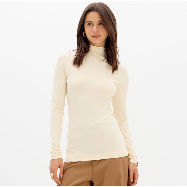 Blusa Easy Lança Perfume Gola Alta Ou26 Bege Feminino