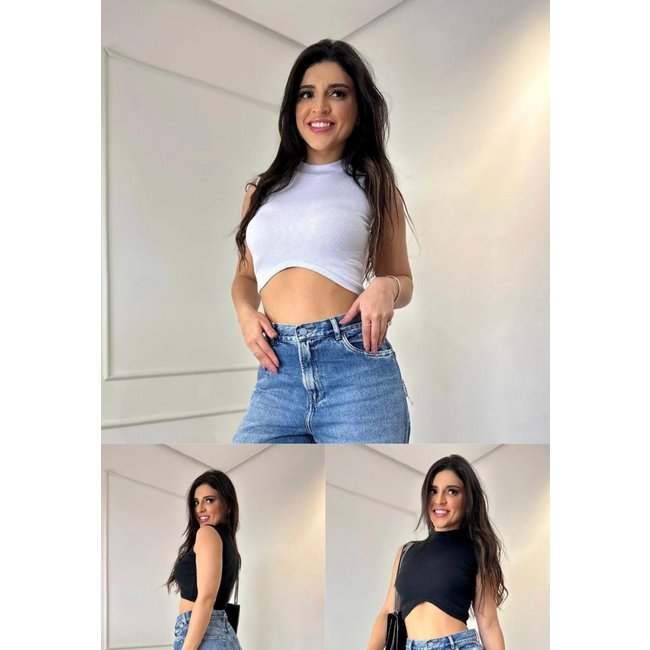 Kit Cropped Regata Francisca 2 peças: Branco e Preto