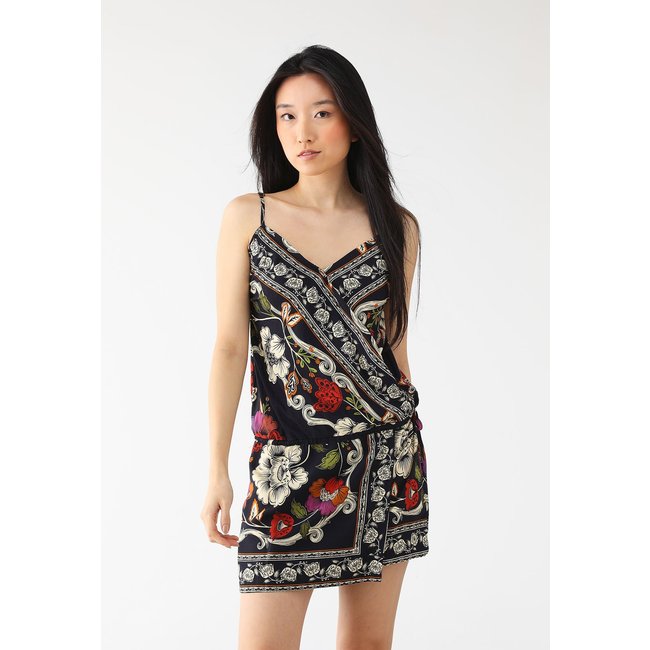 Vestido FARM Curto Flor de Fita Preto