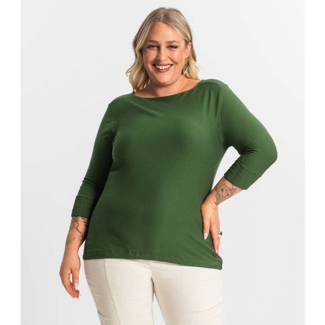 Blusa Plus Size Manga 3/4 Secret Glam Verde
