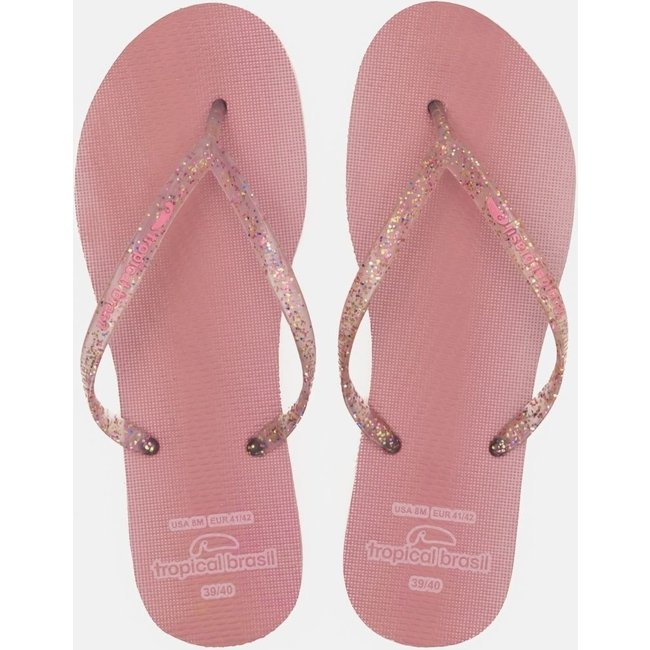 Chinelo Tropical Brasil Tamanco Cristal Rosê com Branco