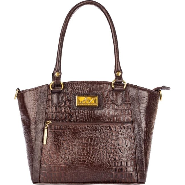 Bolsa de couro croco Heloisa Marrom