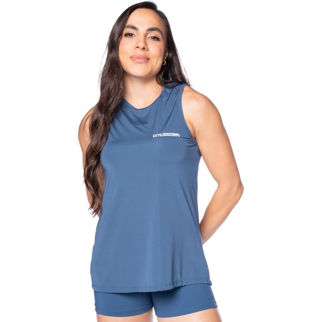 Regata Cropped Feminina Estilo do Corpo Dry Azul