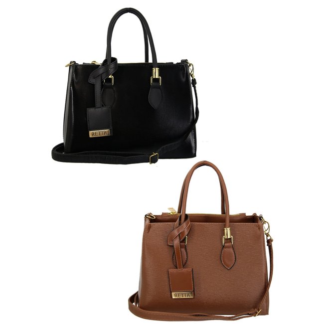 Kit duas bolsas Baú Marrom e Preta Retta Shoes