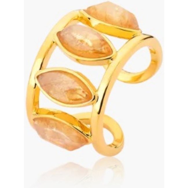 Infantil - Anel com Pedra Natural Citrino Semijoia Banhado a Ouro 18k Ania Store