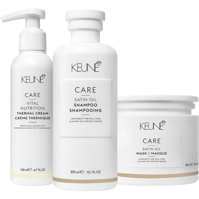 Kit Keune Care Satin Oil Shampoo Máscara e Vital Nutrition Thermal Cream (3 produtos)