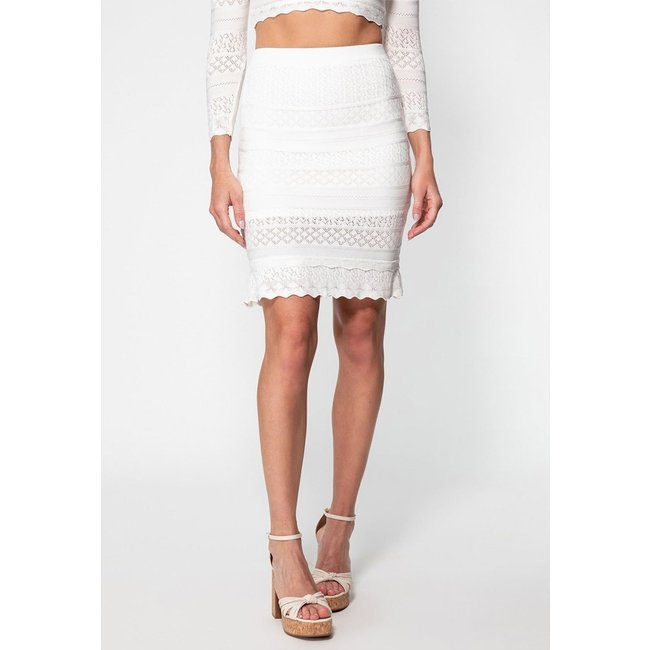 Saia Tricot Babado Guess Branco