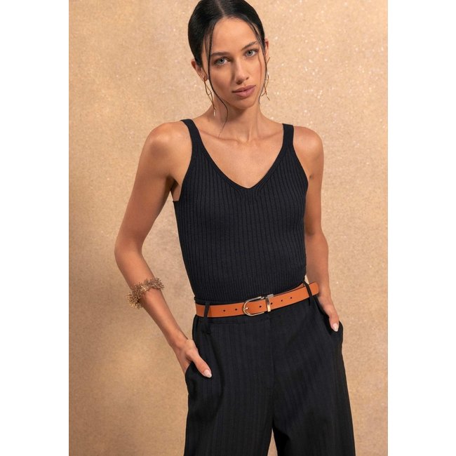 Blusa De Alças Com Decote Em V Em Malha Tricô