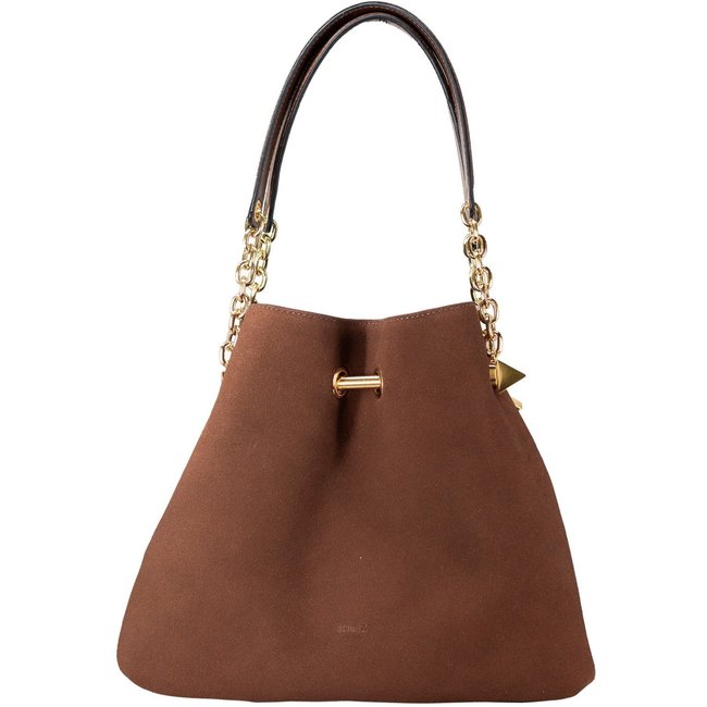 Bolsa Feminina Schutz Shoulder Marzie Suede Camurça Marrom Pecan Brown
