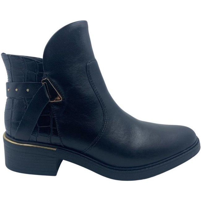 Bota Comfortflex Casual Couro Cano Baixo Preta 2569301 - Preto - comfortflex