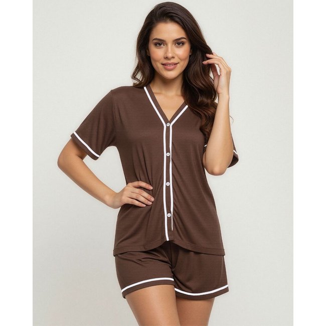 Pijama Americano Blogueira Premium Toque Macio e Leve Com Botões