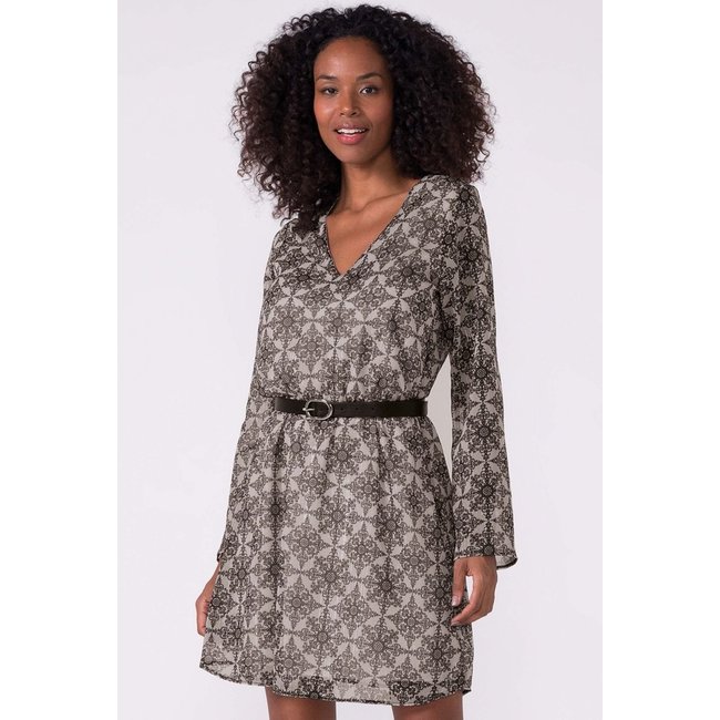 Vestido Feminino Manga Longa Chifon Marialícia Preto