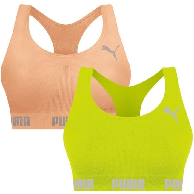 Kit 2 Tops Puma Nadador Sem Costura Feminino - Verde - puma